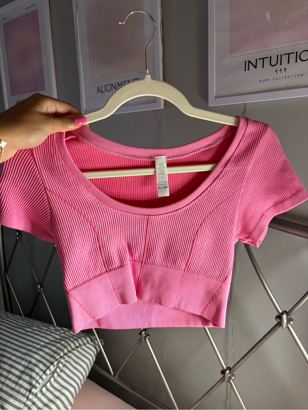 Aerie Pink Ribbed Scoop-Neck Crop Top